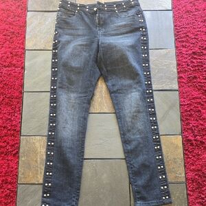 Venus Dark Wash Women's Jeans with Side Stud Detail